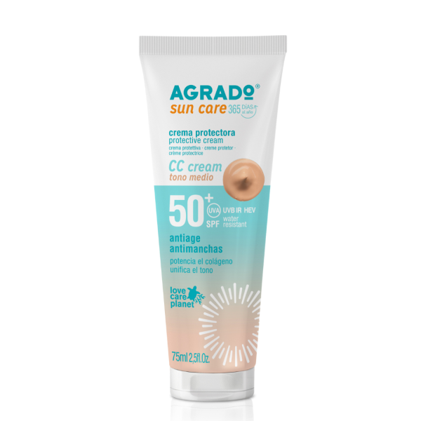 Crema Facial Protectora SPF50 tono medio Agrado x 75 ml